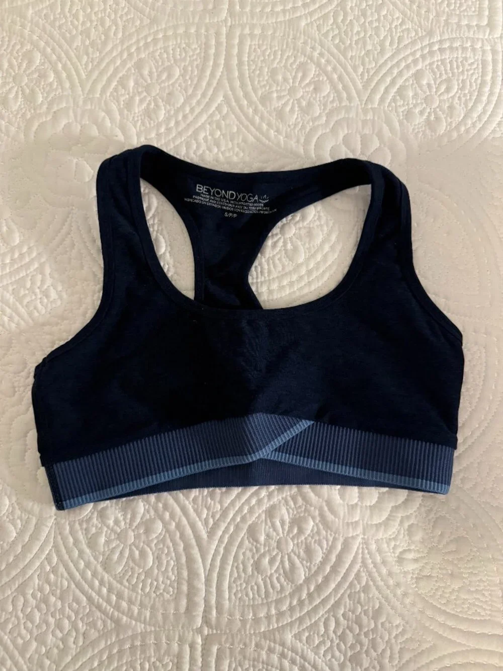 Beyond Yoga Women's Navy and Blue Bra